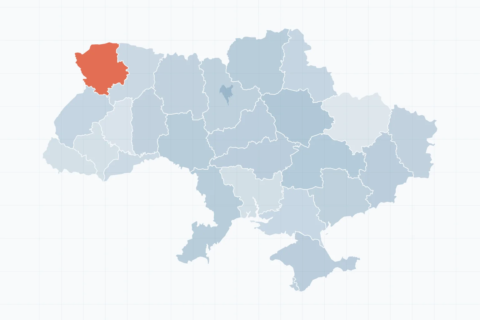 Схема Украины с областями, Автономной Республикой Крым и Севастополем (контур Natural Earth)