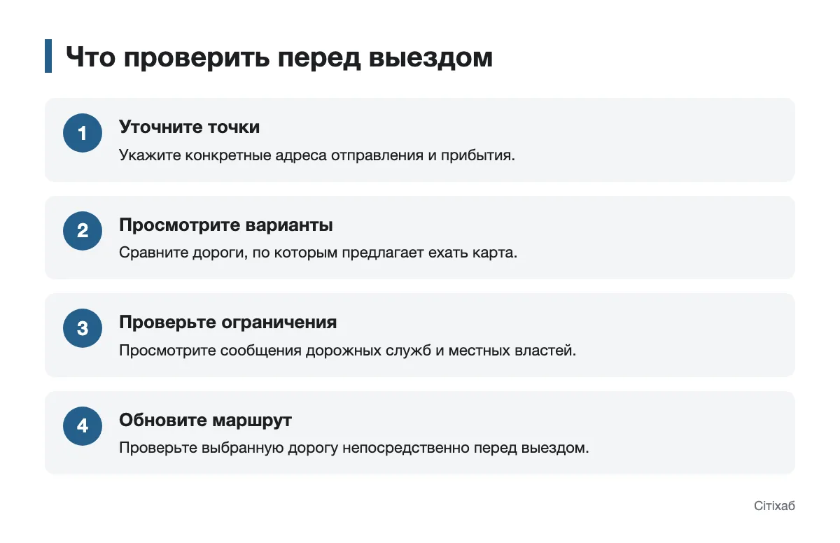 Порядок проверки автомобильного маршрута перед поездкой